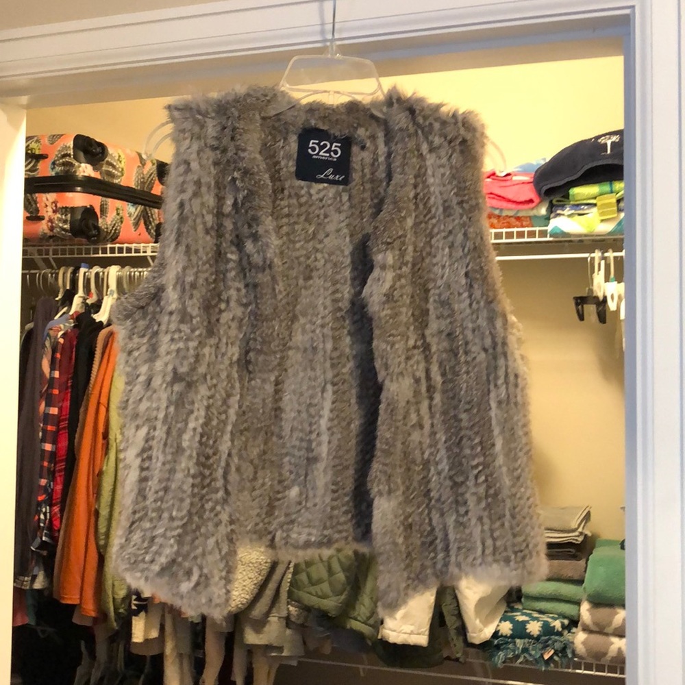 Gray fur vest made with real fur!